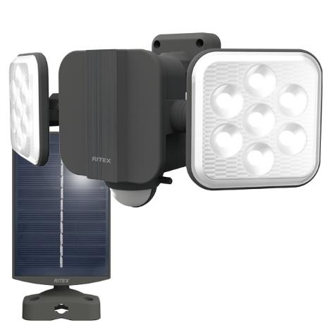 ムサシ S-HB250 6.5Wx2灯 フリーアーム式 LEDハイブリッドソーラーライト 屋外向け ...