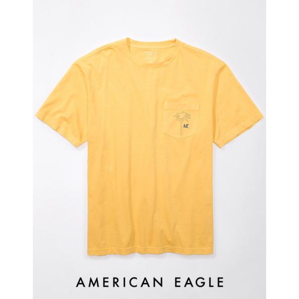 アメリカンイーグル Tシャツ メンズ プリント グラフィック ロゴ イエロー 大きいサイズあり 半袖