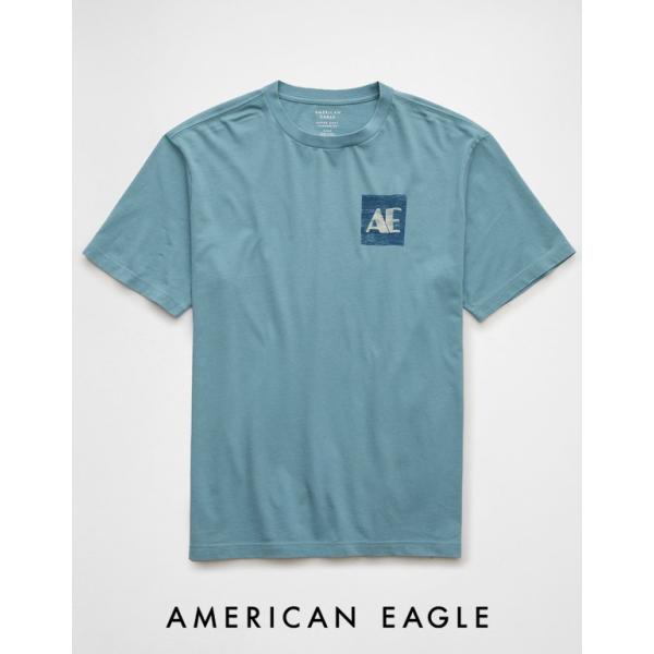 アメリカンイーグル Tシャツ メンズ プリント グラフィック ロゴ ブルー 大きいサイズあり 半袖