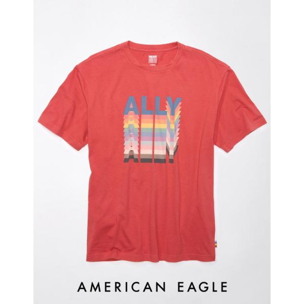 アメリカンイーグル Tシャツ メンズ 半袖 プリント グラフィック レッド 大きいサイズあり