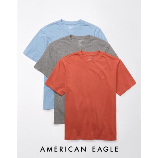 アメリカンイーグル 3枚セット Tシャツ メンズ 無地 ロゴ マルチカラー 大きいサイズあり 半袖