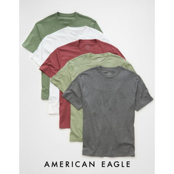 アメリカンイーグル 5枚セット Tシャツ メンズ 半袖 無地 ロゴ マルチカラー 大きいサイズあり