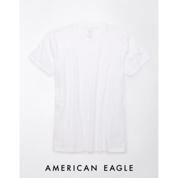 アメリカンイーグル Tシャツ メンズ 半袖 スリムフィット 無地 ロゴ ホワイト 大きいサイズあり
