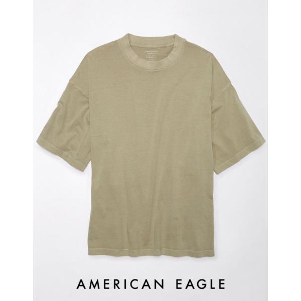 アメリカンイーグル Tシャツ メンズ オーバーサイズ 無地 ロゴ オリーブグリーン 大きいサイズあり...