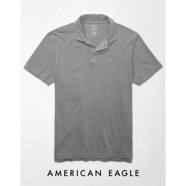 アメリカンイーグル ジャージー素材 ポロシャツ メンズ 半袖 グレー 大きいサイズあり