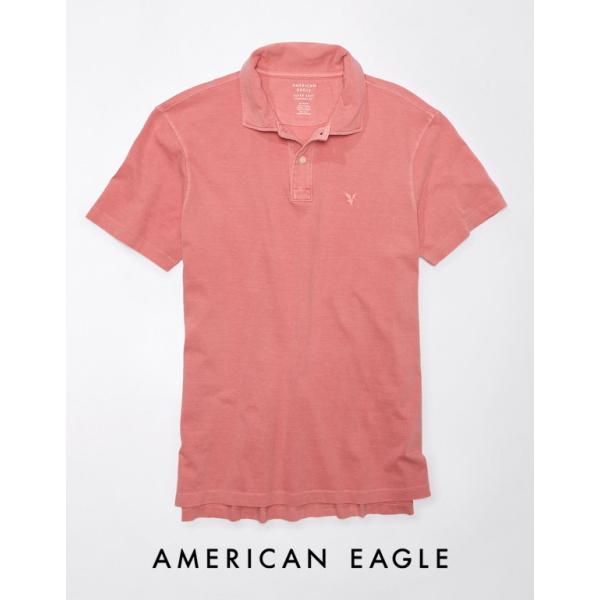 アメリカンイーグル ジャージー素材 ポロシャツ メンズ 半袖 ピンク 大きいサイズあり