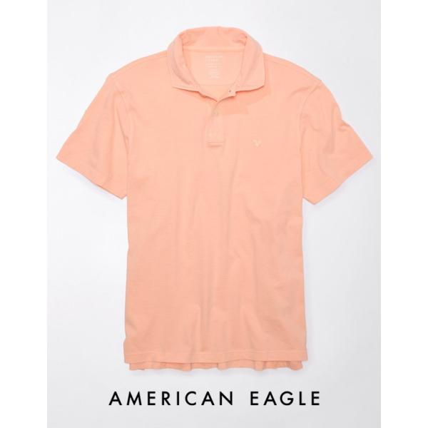 アメリカンイーグル ジャージー素材 ポロシャツ メンズ 半袖 オレンジ 大きいサイズあり