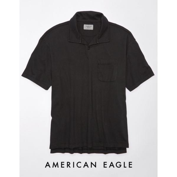 アメリカンイーグル オーバーサイズ ポロシャツ メンズ 半袖 グレー 大きいサイズあり
