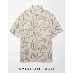 アメリカンイーグル アロハシャツ 半袖 メンズ トロピカル柄 カジュアルシャツ ベージュ 大きいサイズあり｜kanaloa-yshop