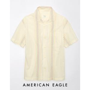 アメリカンイーグル シャツ 半袖 メンズ 開襟シャツ ストライプ カジュアルシャツ ベージュ 大きいサイズあり｜kanaloa