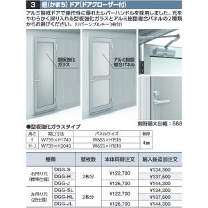 イナバ物置 DGG-J 框ドア(ドアクローザー付) 【右吊り元 型板強化