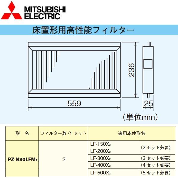 三菱電機　PZ-N80LFM2　高性能フィルター 【2枚入り】 業務用ロスナイ業務用部材　〇