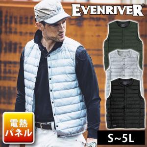 【在庫限り】 作業着 作業服 防寒着 電熱ベスト イーブンリバー かっこいい ベスト / EVENRIVER イーブンリバー 電熱ウェア エレクサーモ電熱ベスト R-205｜kanamono1