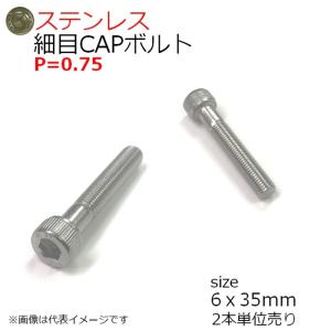 SUS 細目CAPボルト P=0.75 M6x35mm 2本入 半ネジ