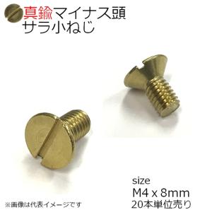 マイナス皿頭小ネジ M4x8mm 真鍮生地 20本入り