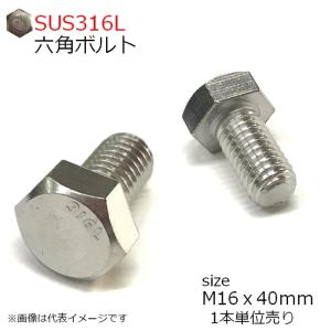 SUS316L 六角ボルト M16x40mm 1本入 (全ネジ)