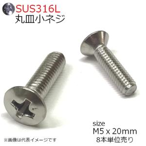 SUS316L丸皿小ネジ M5x20mm 8本入