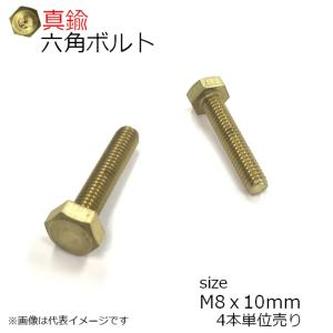 六角ボルト M8x10 真鍮製 4本入