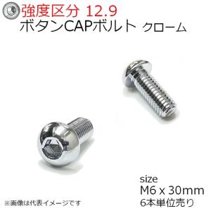 鉄 ボタンCAPボルト クローム M6x30mm 6本入 全ネジ SSS規格