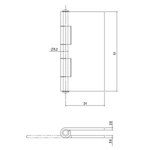 PLUS K-32-51 鉄溶接丁番 51ミリ...の詳細画像1