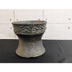 「須恵器」松風作アガベ鉢(10)/津軽金山焼 陶器 一点物 18cm 6号 4つ穴 アガベ agav...