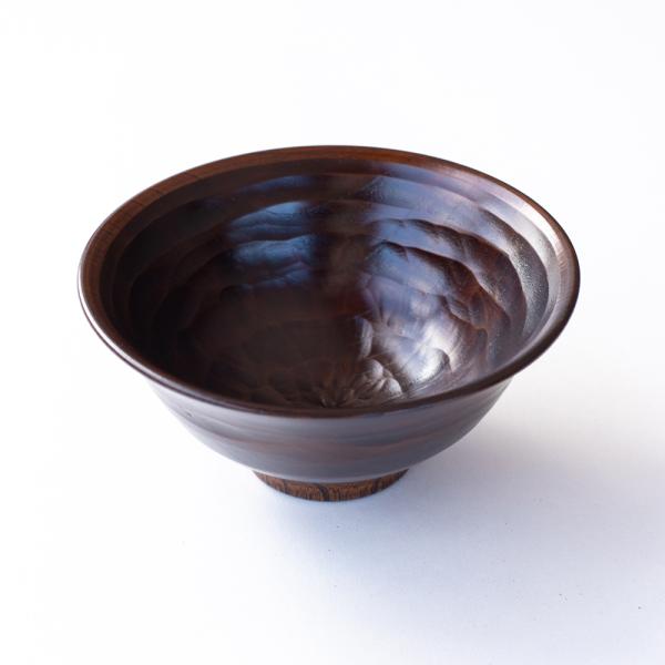 ≪創作漆器瑾齋≫飯椀 欅ハツリ筋【山中漆器 飯碗 茶碗 匠の技】