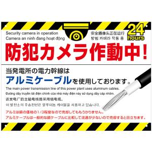 品番TH-09L 太陽光発電施設　盗難対策看板（L）英語　中国語　韓国語　ベトナム語表記　60cm×43.5cm