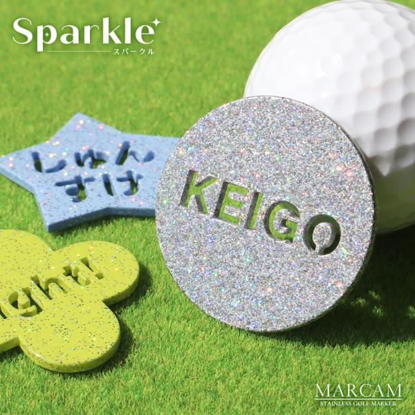 ゴルフ マーカー 名入れ マグネットボールマーカー  蛍光 大きい ラメ おしゃれ レディース オリ...