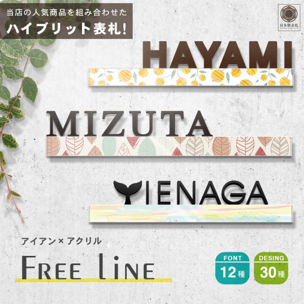 表札 ステンレス おしゃれ 戸建て 切り文字 二世帯 アイアン ローマ字 番地 (Free Line...