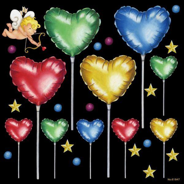 シール バレンタイン ハートマーク 風船 キューピット 星マーク 装飾 チョークアート 看板 ステッ...