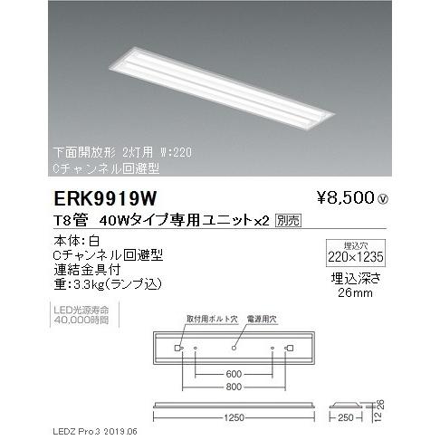 遠藤照明 細管LEDベースライト 本体 40Wタイプ 埋込 下面開放形 ERK9919W ※ユニット...