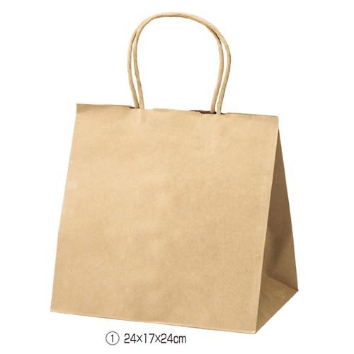 持ち手付き紙袋 丸ひもタイプ 茶無地紙袋 30×15×30cm (50枚) / kp38-431-2...