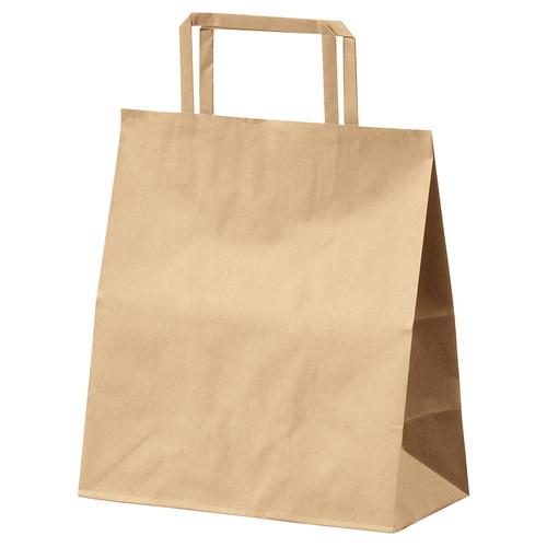 持ち手付き紙袋 平ひも ローコストタイプ 茶無地 22×13×25.5cm (50枚) / kp38...