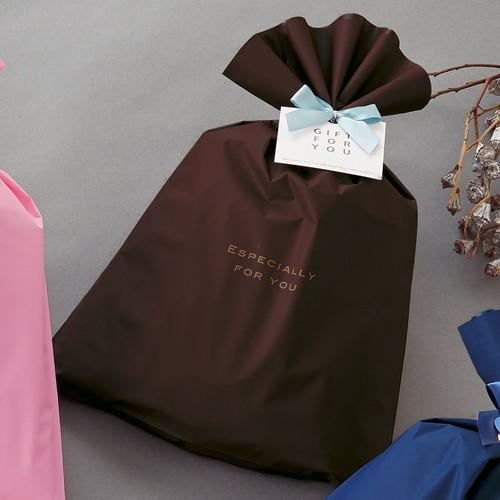 梨地ギフトバッグ ブラウン 24×38cm (50枚) / kp38-802-99-4