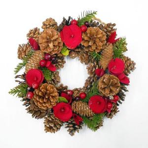 【造花 リース】クリスマスリース 30cm ナチュラルリース