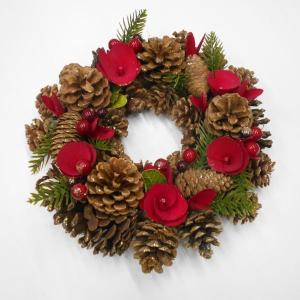 【造花 リース】クリスマスリース 30cm ナ...の詳細画像1