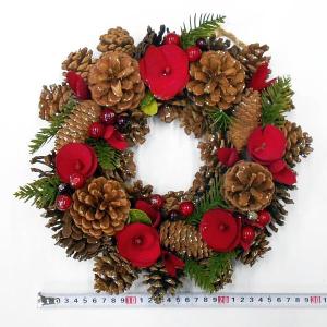 【造花 リース】クリスマスリース 30cm ナ...の詳細画像2