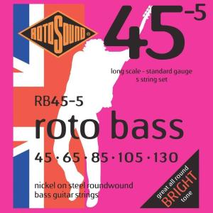 Rotosound ロトサウンド ベース弦 5弦用 ロトベース Roto Bass Standard 5-Strings Set Nickel on Steel Roundwound, RB45-5 (.045-.130)