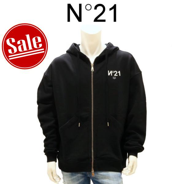 【セール 50%オフ】 ヌメロ N°21 ヌメロヴェントゥーノ ジップパーカー ブラック 国内正規品