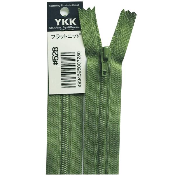 YKK　フラットニットファスナー　30CM　　色番　528　　色相　緑