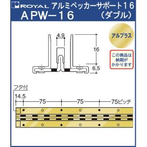 アルミペッカーサポート 棚柱 ロイヤル アルブラスAPW-16-2400サイズ2400mm 出16＋6.5 ダブル｜kanemasa-k