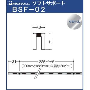 チャンネルサポート 棚柱 ロイヤル クロームめっき BSF-02-1820 サイズ 1820mm 7.8×11mm シングル (日時指定・代引不可)