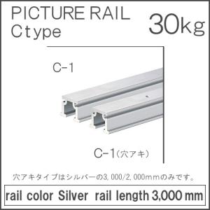 コレダーライン C-1 タキヤ ピクチャーレール シルバー (穴あき) レール長さ：3000mm 額掛 金具｜kanemasa-k