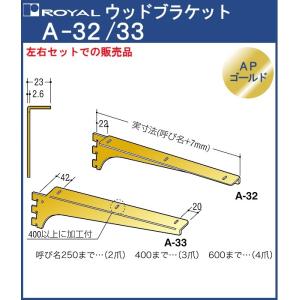 ウッドブラケット 木棚 棚受 ロイヤル APゴールド A-32/33 呼び名：250 左右1組での販売品｜kanemasa-k