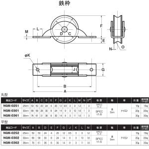 黒ナイロン戸車 ヨコヅナ NQM-0302 平...の詳細画像1