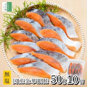 無添加 国産 無塩 銀鮭 切り身 50g×10切(500g)【国内加工】骨取り 鮭 さけ 養殖 冷凍 国内加工 金華銀鮭 宮城県ブランド【C配送：冷凍】｜かねなかや次兵衛