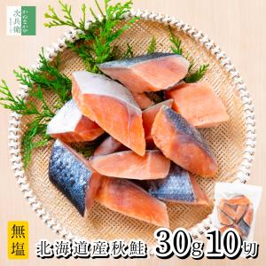 【送料別】無添加 国産 天然 無塩 鮭 切り身 30g×10切【国内加工】魚 骨取り 骨なし 秋鮭 冷凍 解凍せずにそのまま使える 骨抜き チャック袋入【C配送：冷凍】｜かねなかや次兵衛