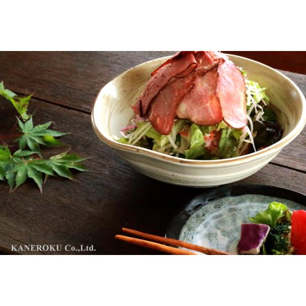 白渦片口7.0鉢　22.5×20.5×8(cm)　日本製　美濃焼　業務用食器　おうち居酒屋　ビュッフ...