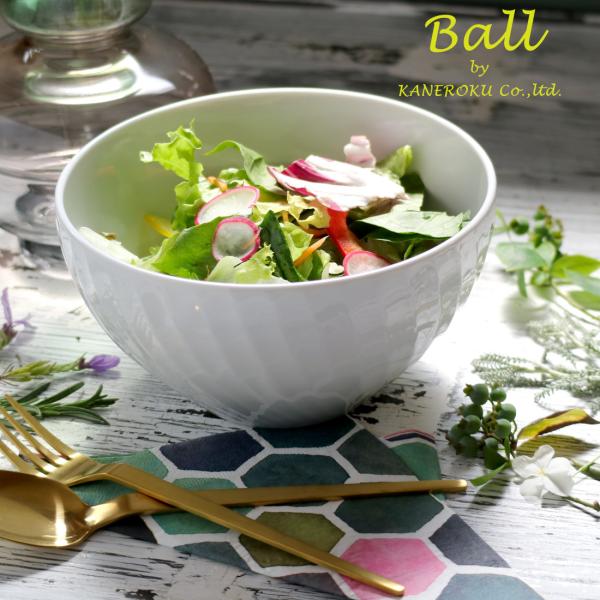 白磁ネジ17cmボール　17.2×17.2×9(cm)　日本製　美濃焼　業務用食器　白磁　白磁のボー...