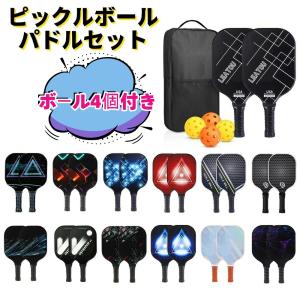 ピックルボール パドル ラケット グラスファイバー表面 初心者 中級者 ラケット*2個 ボール4個付き 収納バック インドア/アウトドア パフォーマンスシリーズ